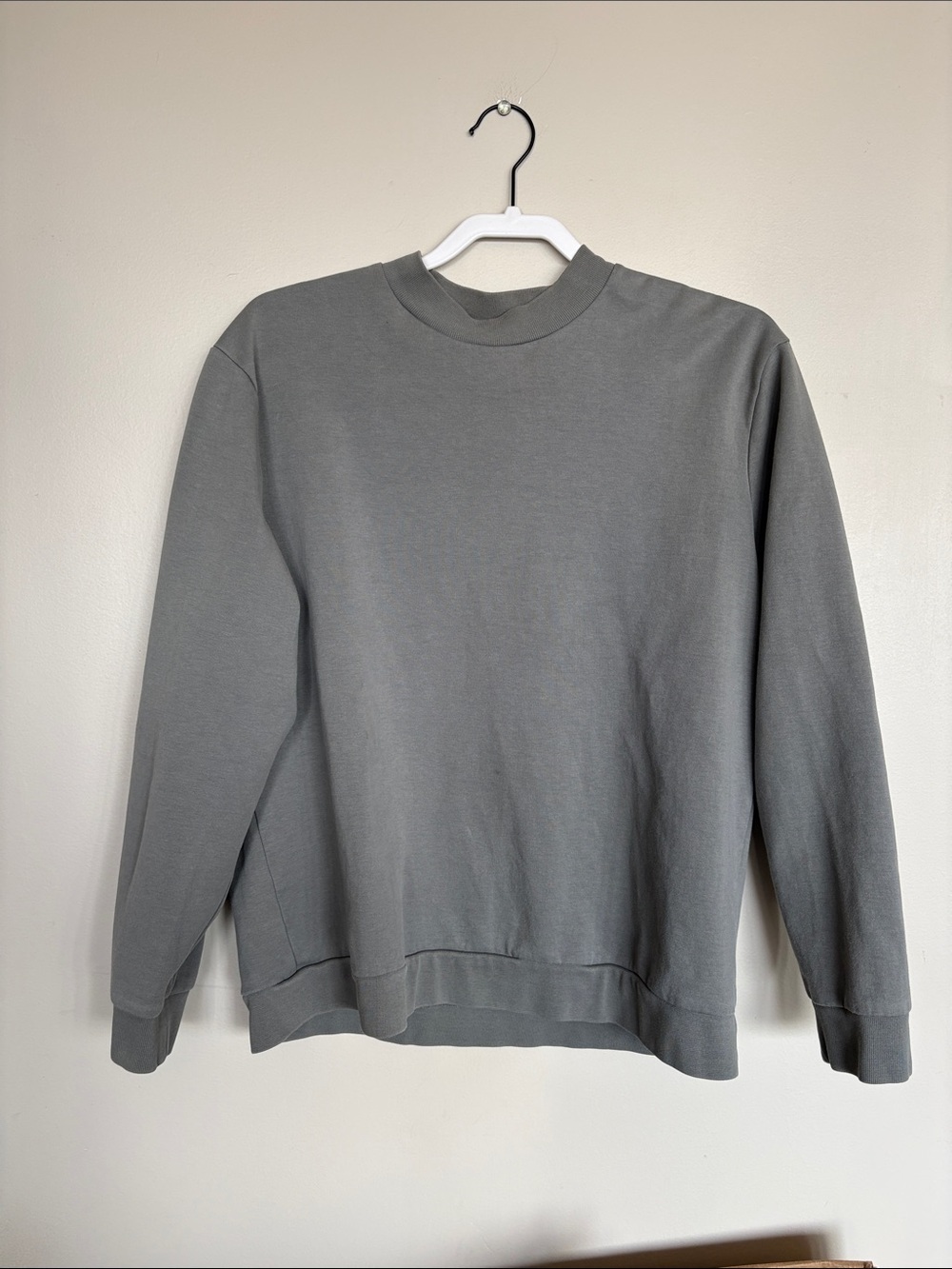Zara Mock Neck Sweatshirt Gray Sage Long Sleeve Pullover Size L
